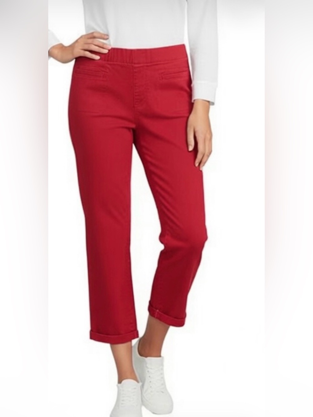 Westbound Cropped Stretch Jeans in Racing Red; NWOT, Sz. 10